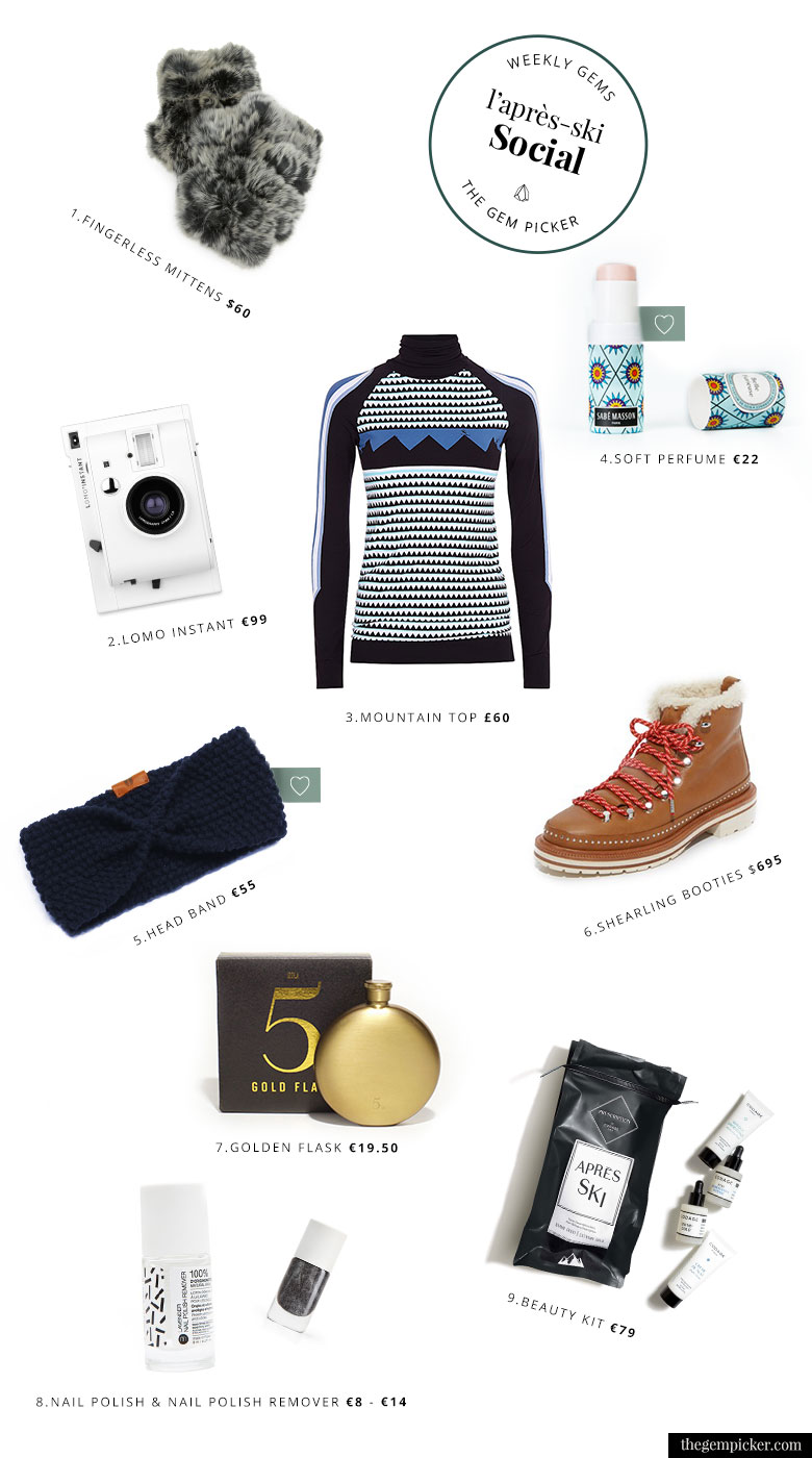 A collection of items to keep it chic for a social apres ski 