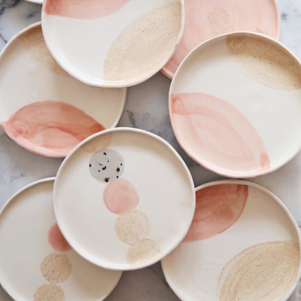 Ceramic Studio Maitoinen - plates with colors light pink and beige