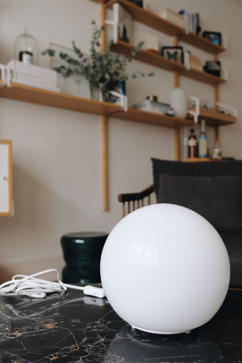 Ikea Fado lamp on marble table