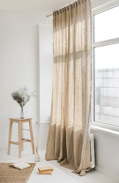 Simple linen curtains etsy Sand snow linen
