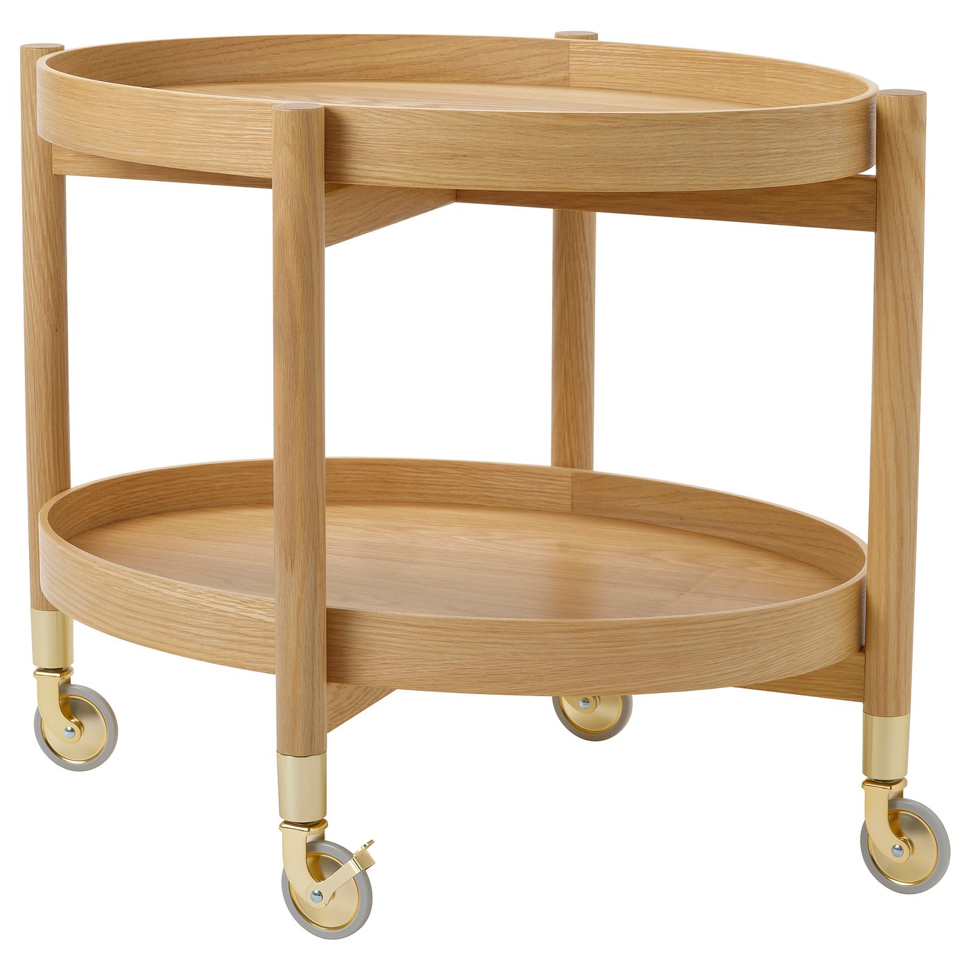 VALNÄS oak veneer trolley table with storage