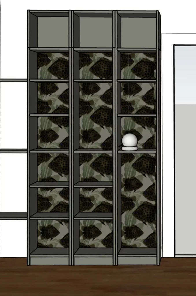 wallpapered billy bookcase sketchup plan