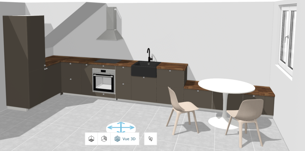 IKEA kitchen planner layout iterations showing different cabinet and bench configurations