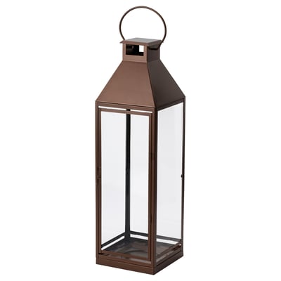 IKEA HÖSTAGILLE copper-colour lantern for pillar candle