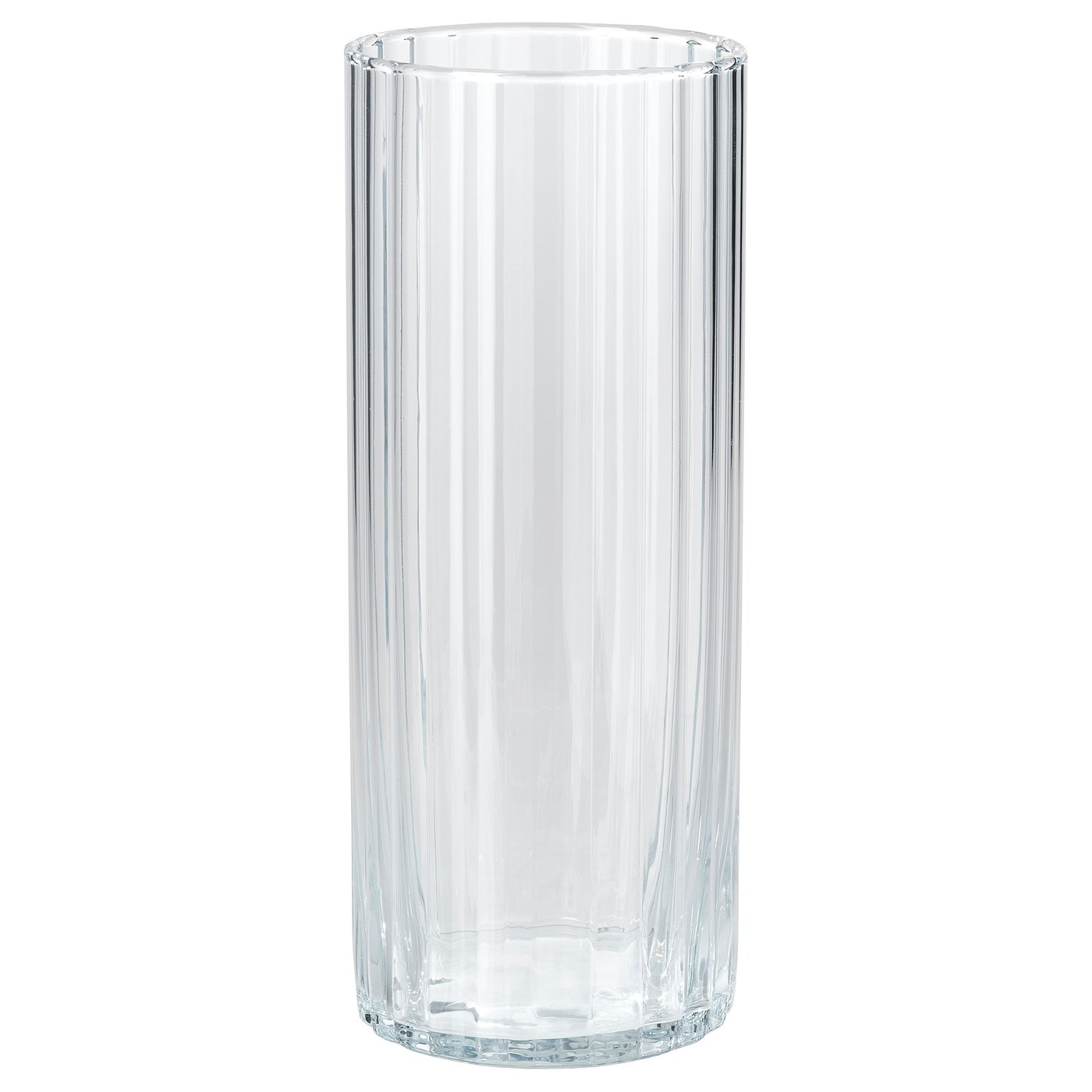 IKEA PÄRLGLADA clear ribbed glass vase
